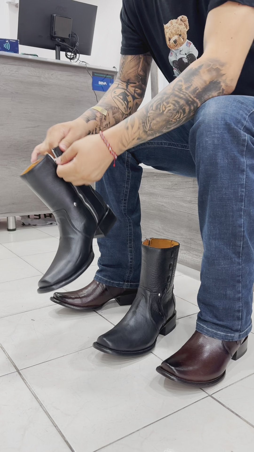 Italian leather handmade cowboy boots