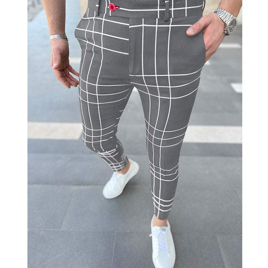Men's Summer Grid Striped Pants Casual Pants