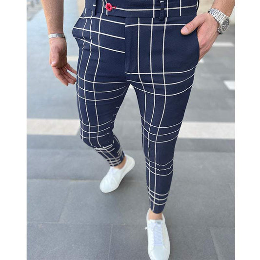 Men's Summer Grid Striped Pants Casual Pants