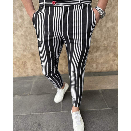 New Men's Striped Trousers Casual Pants
